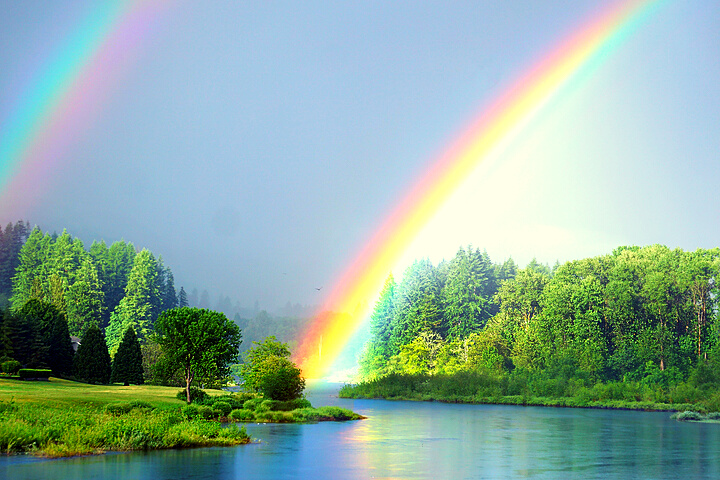 Double Rainbow in Nature